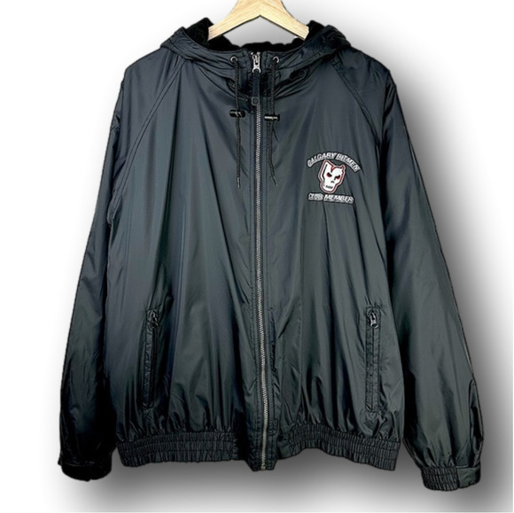Calgary Hitmen Hockey Hooded Light Full Zip Patch Embroidered Jacket Black Large - Picture 1 of 8